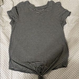 grey and white stripped shirt. size s. from kohl’s